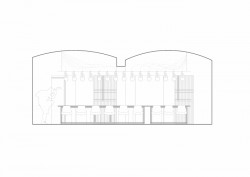 Gran Fierro, Formafatal / Dagmar Štěpánová, Iveta Tesařová, podélný řez - salonek s lineárním svítidlem a s nikou