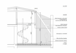 PLATFORMA ARCHITEKTI, dům s loftem v Ostravě, řez terasou, výkres