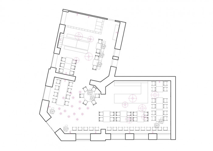 Pobočka restaurace Banh Mi Makers na Letné, Studio Minio / Kryštof Blažek, půdorys