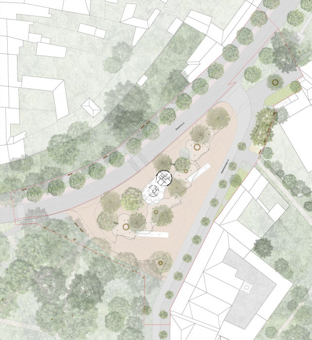 Autobusový terminál ve Vodňanech, 1. cena v architektonické soutěži, Projektil architekti, situace