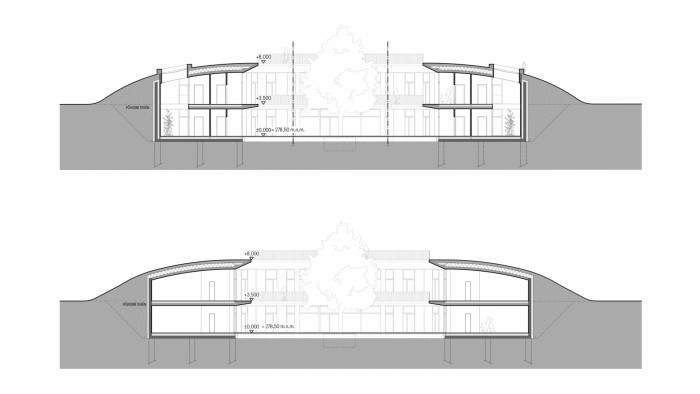 Mateřská škola Uhříněves, Veselý Hajný, příčné řezy