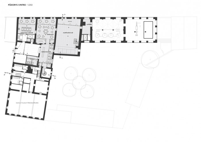 Rekonstrukce pivovaru v Kamenici nad Lipou, půdorys 2np, OTA ateliér