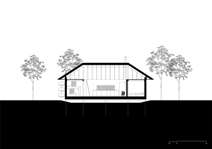 JRKVC, VOJ / Dom pri jazere, řez podélný – foto
