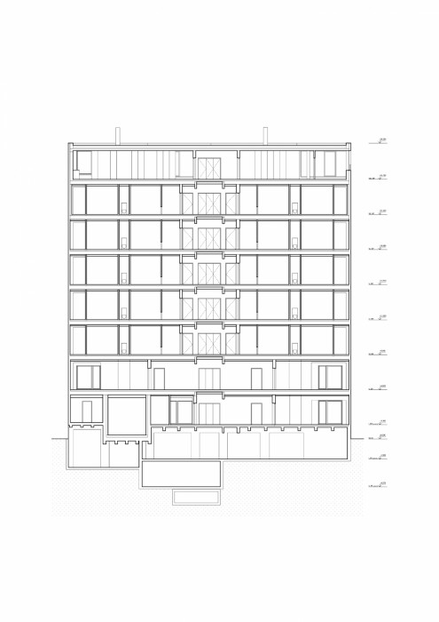 Bytový dům Račianska, GutGut, řez