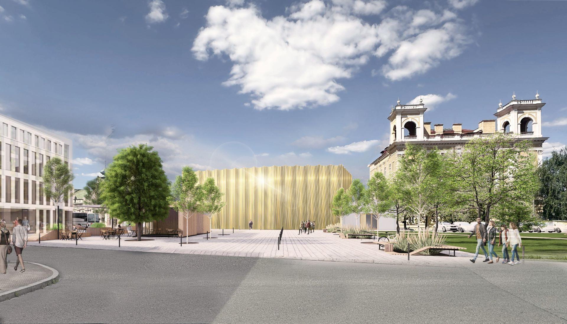 Vizualizace - pohled od města (Nová podoba kulturního domu Peklo od týmu architektů Jiřího Zábrana, Jakuba Sýkory a Kateřiny Svobodové)