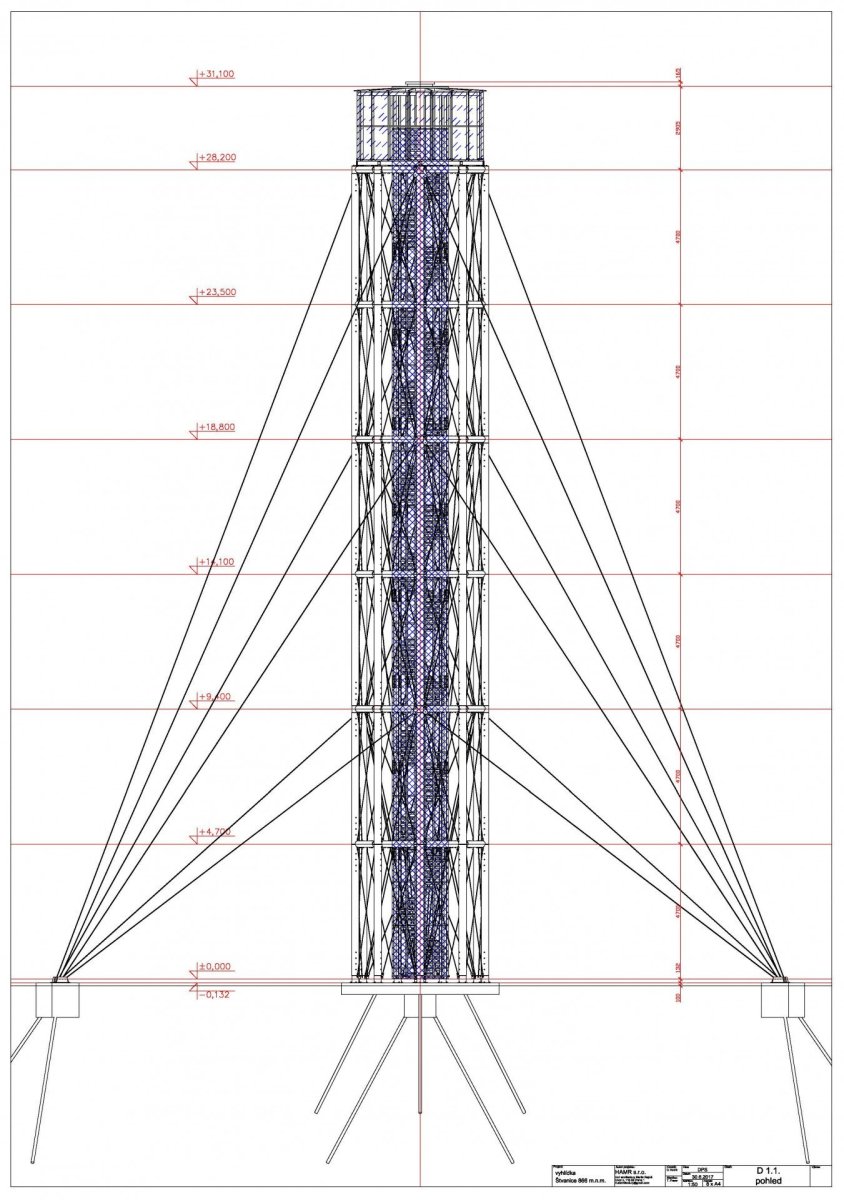 Rozhledna Kraličák, Huť architektury Martin Rajniš, výkresy