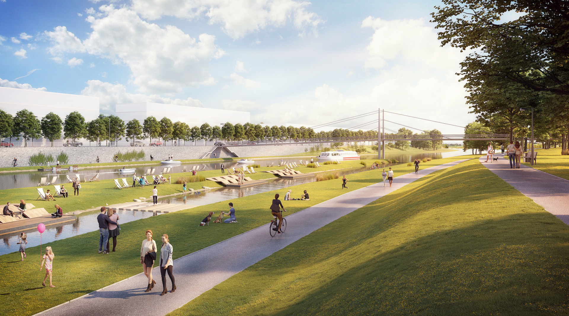 Návrh řešení Jiráskova nábřeží v Českých Budějovicích, které vypracovalo architektonické studio A8000