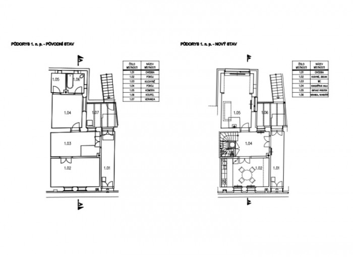 Rekonstrukce rodinného domu Chotutice, 2xpa, půdorys 2NP