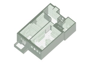 Axonometrie bytu od Markéta Bromová architekti