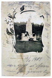 Schrollův pomník na dobové pohlednici