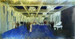 Skica interiéru společenské místnosti hotelu Intercontinental od kolektivu Jana Šrámka. Foto: Národní památkový ústav