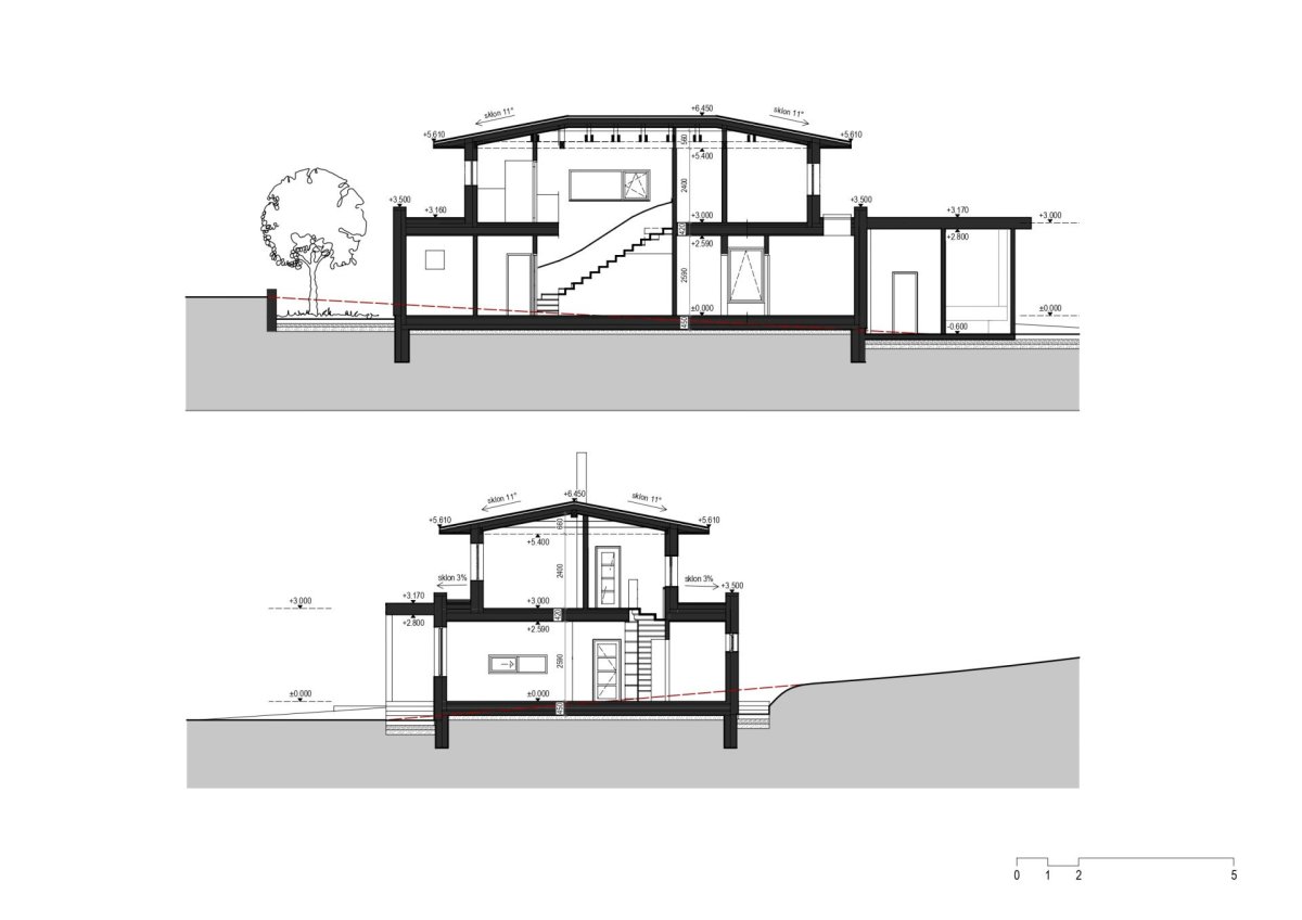 Rodinný dům s hnízdem, ARCHCON atelier: Řezy