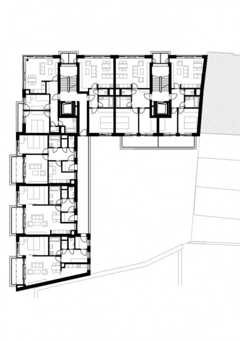 Polyfunkční dům Bratislavská, půdorys typického podlaží, RAW