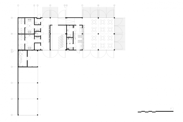 PROKŠ PŘIKRYL ARCHITEKTI, Zázemí biotopu v Honěticích u Kroměříže, půdorys 1. NP – foto