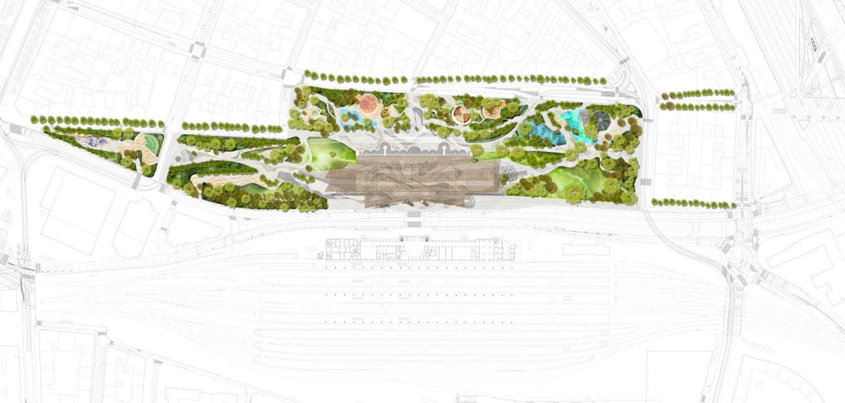 2. místo - Miralles Tagliabue EMBT S.L.P. + OCA architects Prague, s.r.o.: Situace