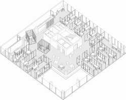Anne-Sereine Tremblay a Jan Kudlička, Nová radnice pro Prahu 7, axonometrické schéma // 2. místo – foto