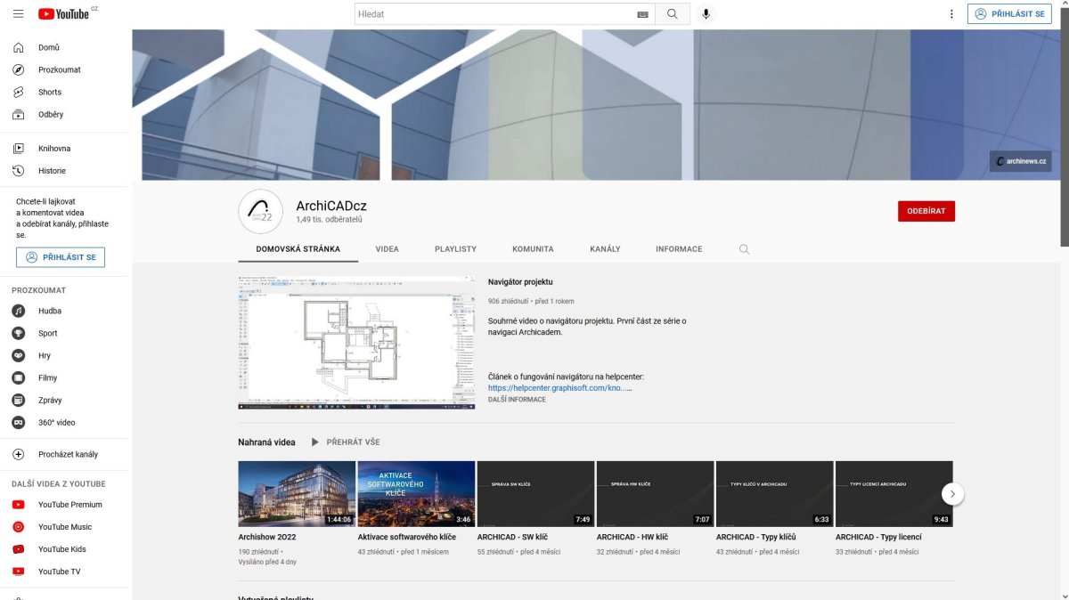 Nepřehlédněte oficiální YouTube kanál technické podpory Archicadu společnosti Cegra