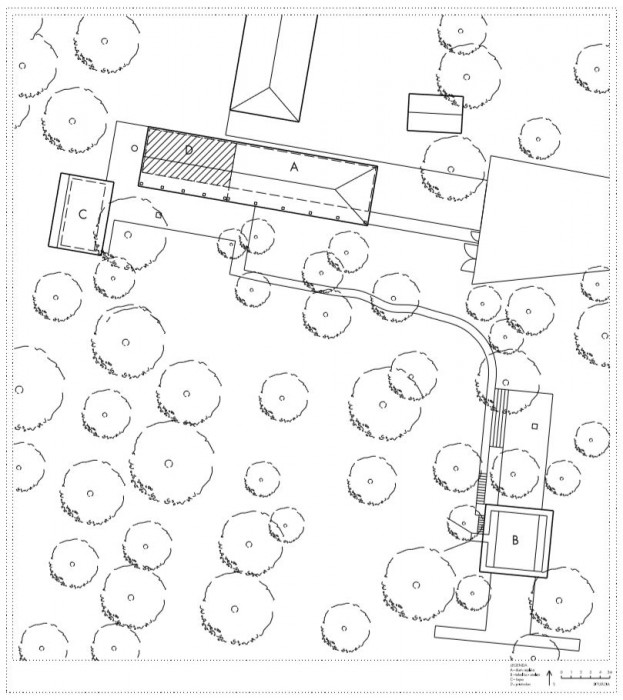 Přístavba domu v areálu bývalé cihleny v Čachticích, situace, Architekti A B.K.P.Š.