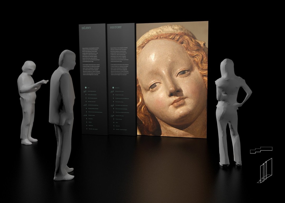 Návrh úvodního panelu expozice, Studio Marvil.