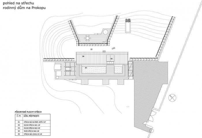 Rodinný dům Na Prokopu, Petr Keil, KMS architects spol. s r.o. - půdorys střechy