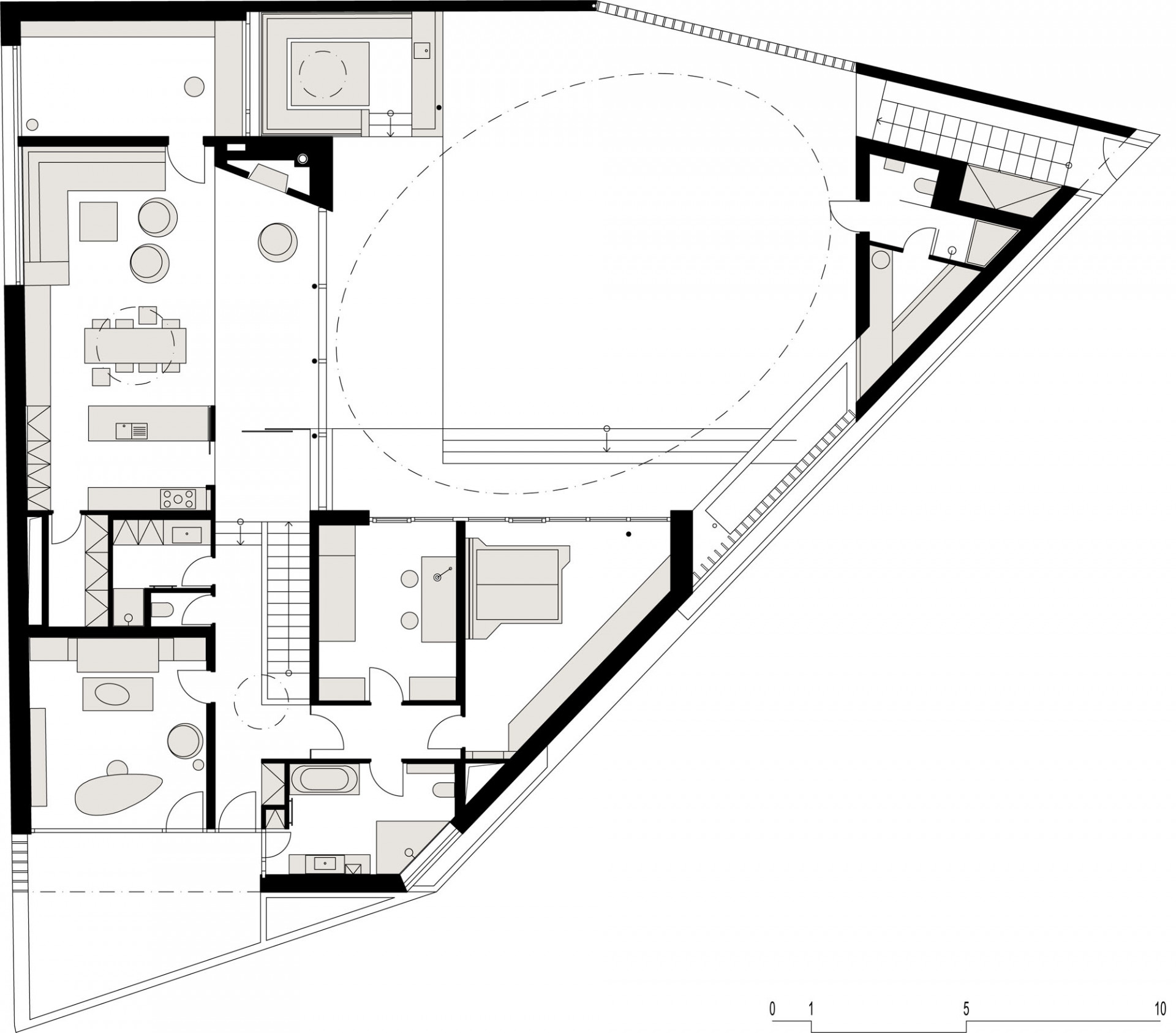 Vila vnitřní krajina, Atelier Štěpán, půdorys přízemí