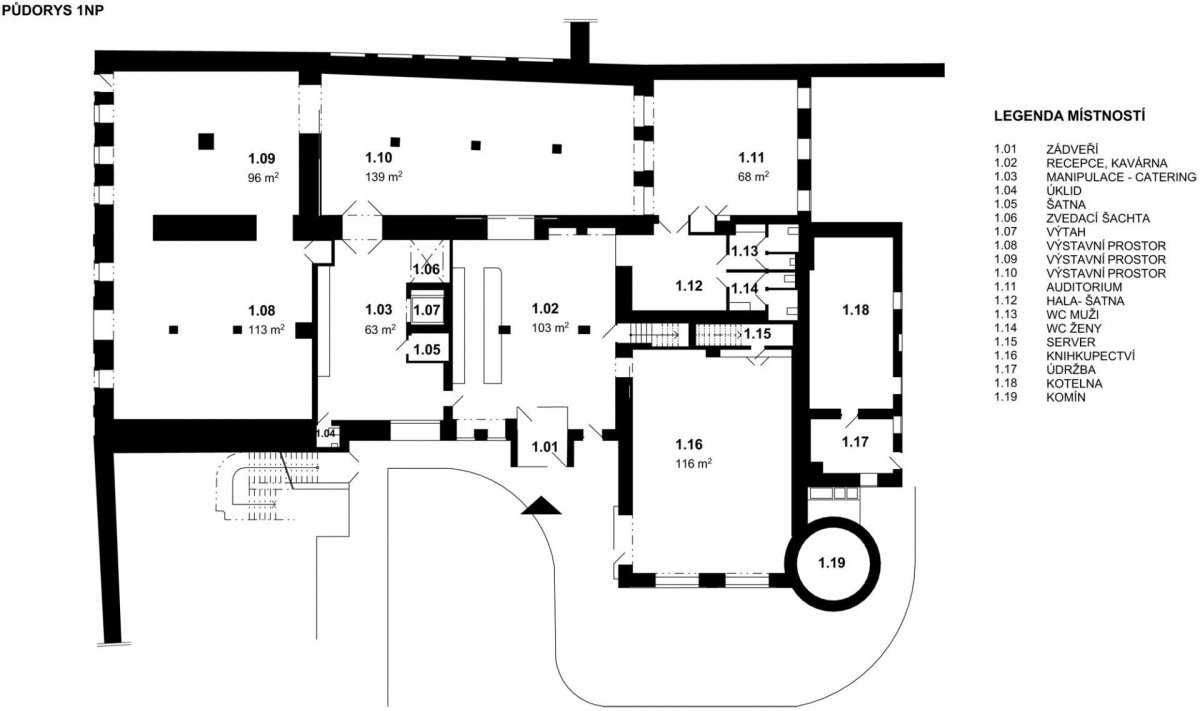 Zóna pro umění 8smička , OK PLAN ARCHITECTS - půdorys 1.N.P.