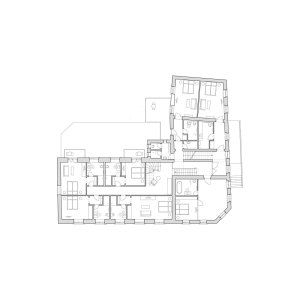 Půdorys 2. NP (atelier 67, hotel Slunce v Osečné)