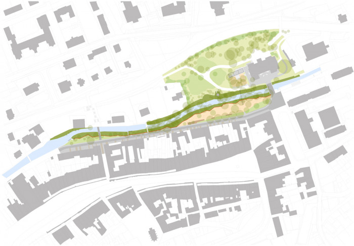 Obnova nábřeží řeky Loučné v Litomyšli, situace, Rusina Frei
