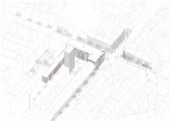 Bytový dům v Karlíně, axonometrie, Barbora Červeňová