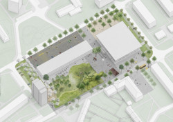 Axonometrie - Havlíčkovo náměstí v Žatci, společně s Miroslav Chmel, Karolína Röschl, Jana Voňková - soutěž 2020 - 3. místo