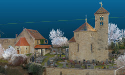 Románská rotunda svaté Maří Magdalény v Praze - Přední Kopanině. Náhled mračna bodů v prostředí programu CloudCompare.