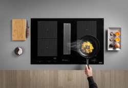 Mythos 2Gether Icon Steel - odsavač par integrovaný v indukční varné desce, montáž do pracovní desky, černé sklo