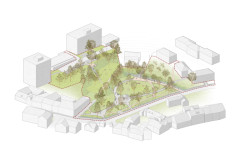 Axonometrie (Štěpánčin park v Prachaticích, M2AU, Grupeto)