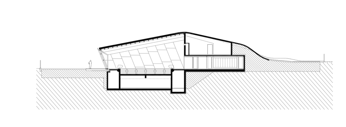 Architekti DRNH, Krytý plavecký bazén v Litomyšli, příčný řez – foto