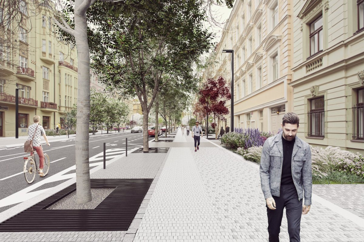 Studie představující budoucí podobu letenské třídy Korunovační od edit! architects