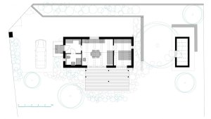 Rekreační domek v Plzni na Mikulce, architectureMADE, půdorys
