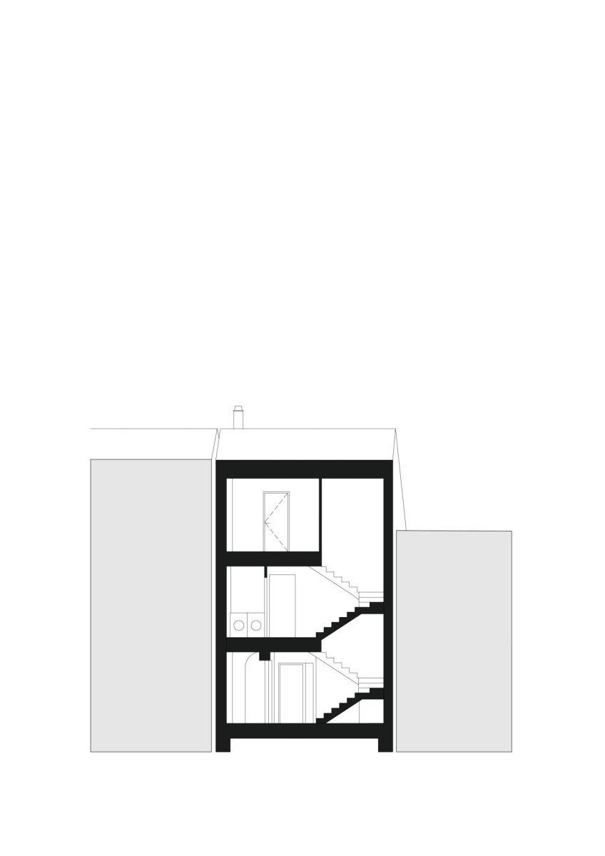 Řez (Rodinný dům v Senici na Hané, TŘI.ČTRNÁCT architekti)