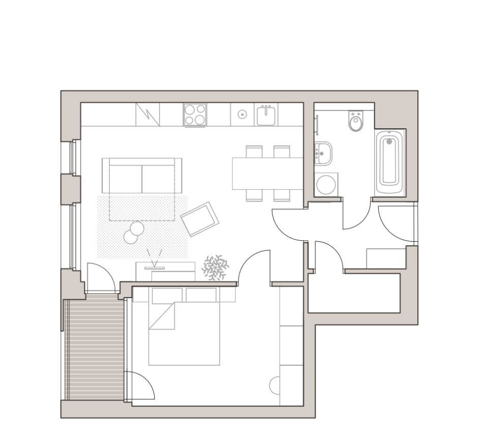 Residence LakePark, dispozice typického bytu, EBM Group