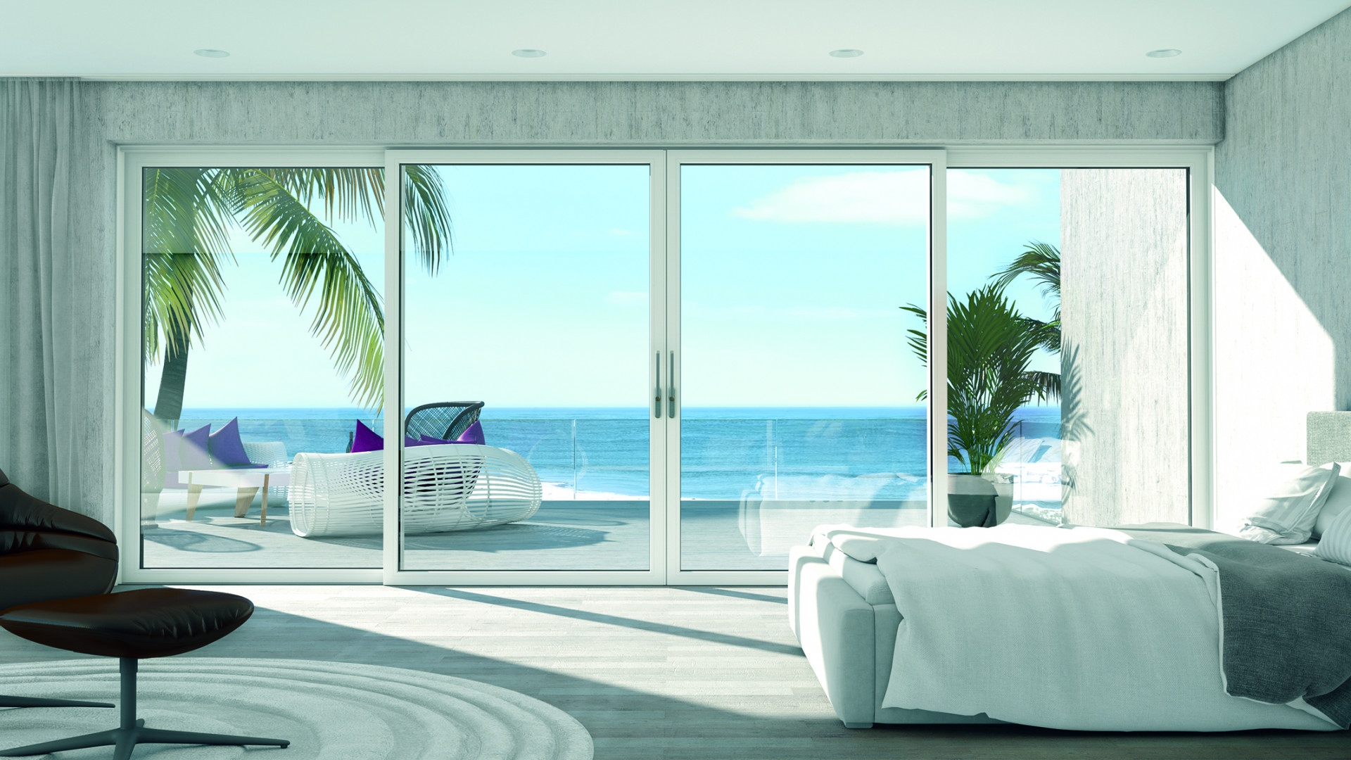 Posuvný systém se zdvihem Schüco LivingSlide, zapuštěný práh.