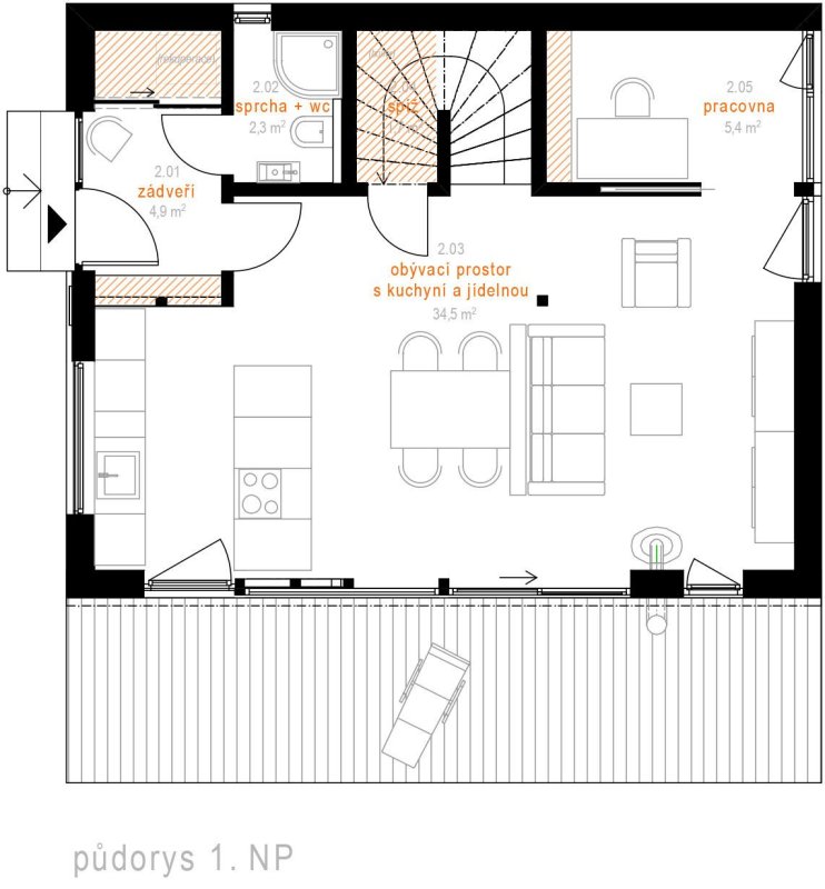 Prodesi, Domesi Concept House, Budíkov, půdorys 1. NP - foto