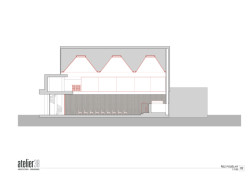 Řez podélný (Interiér smuteční síně; Atelier 38)