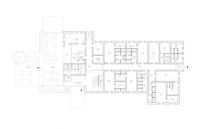 Edit!, Sportovní areál Blanice, Vodňany, půdorys 1. NP – foto