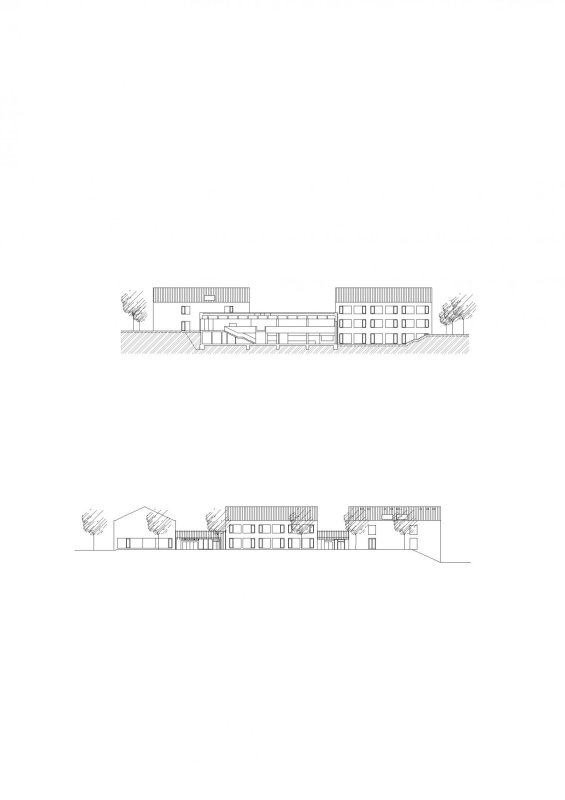 Základní škola Amos pro Psáry a Dolní Jirčany, SOA architekti, řez