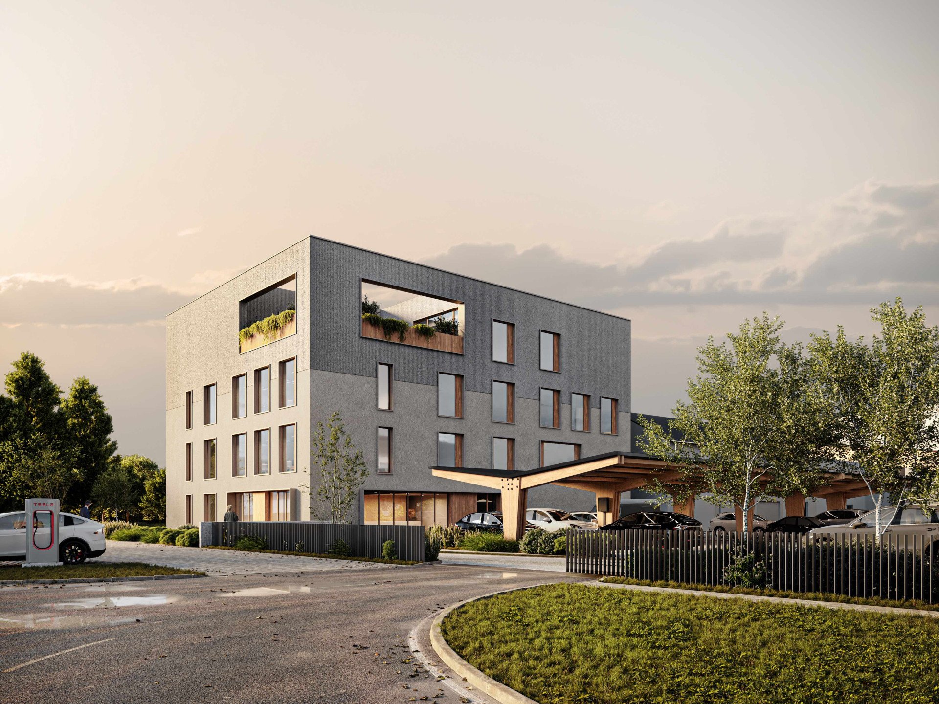 Architektonické studio Perspektiv dokončuje čtyřpodlažní kancelářskou budovu v Českých Budějovicích