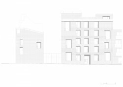 Jaccaud Zein Architects, bydlení v Shepherdess Walk, bokorys, výkres