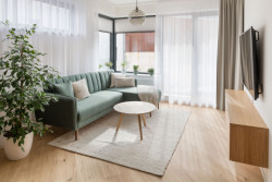 Pohled do vzorového bytu (Rezidence Starý pivovar v Brně-Králově Poli, Atelier RAW)