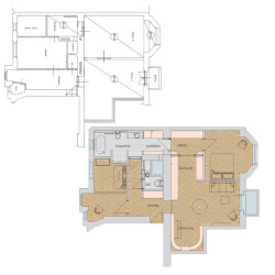 Půdorys původního a nového stavu