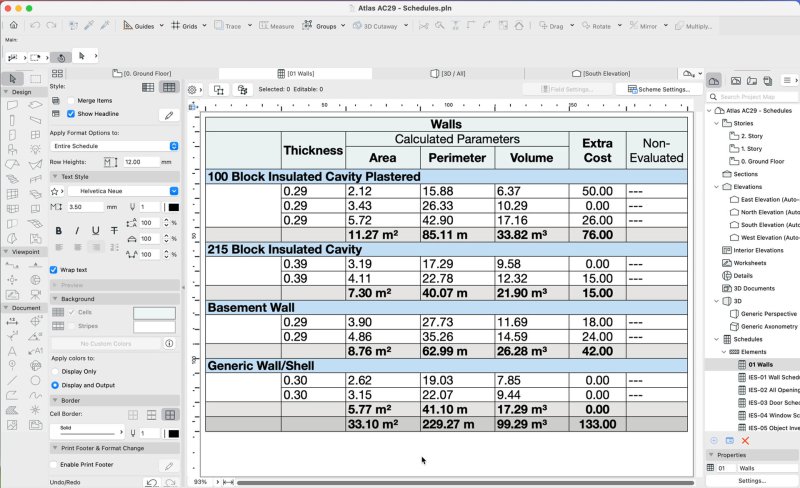 Archicad 29 přináší zásadní posun v tabulkách a výkazech. 