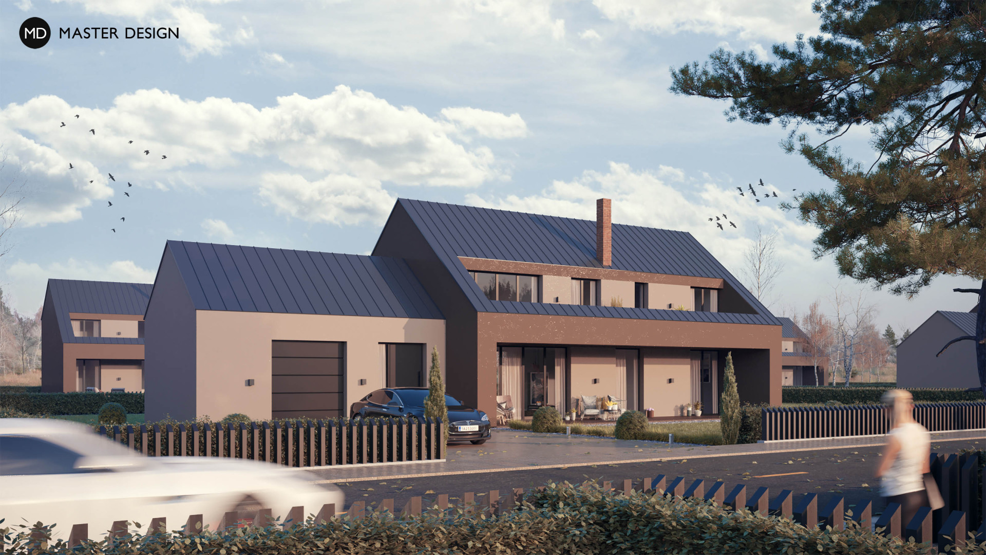Developerský projekt venkovských domů u vodní nádrže Slapy (projekt MASTER DESIGN, zpracováno v Archicadu SE)