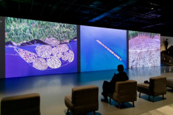 Expozice výstavy fotografií Edwarda Burtynského.